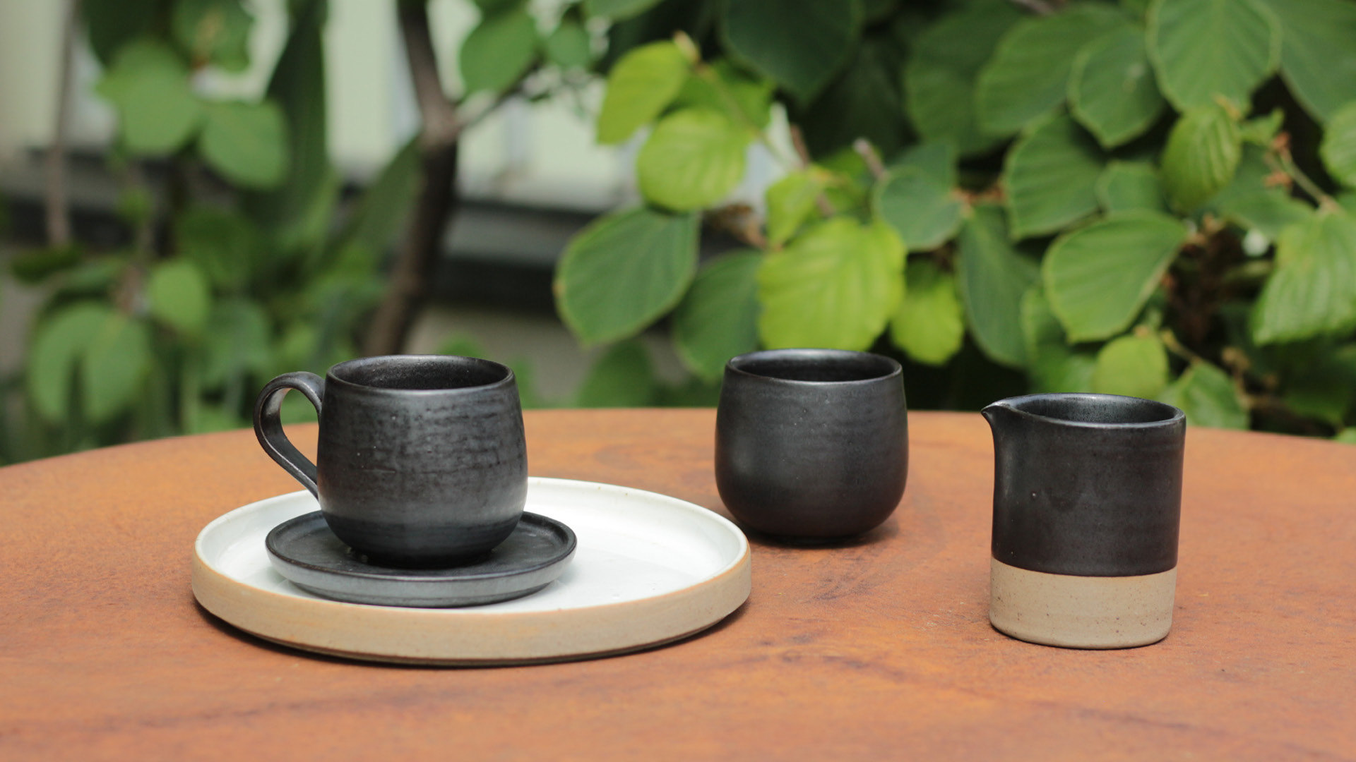 tazzine cafè e lattiera in grès, poterie Les Guimards